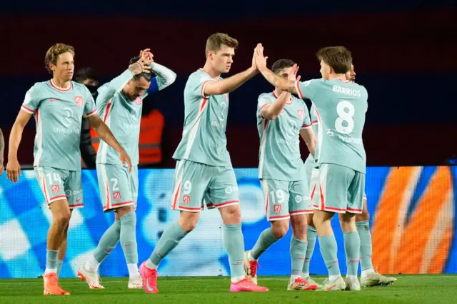 Alexander Sorloth celebrates after scoring against Barcelona