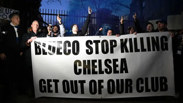 Chelsea fans protest against ownership prior to Premier League game against Southampton