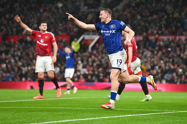 Liam Delap of Ipswich Town celebrates