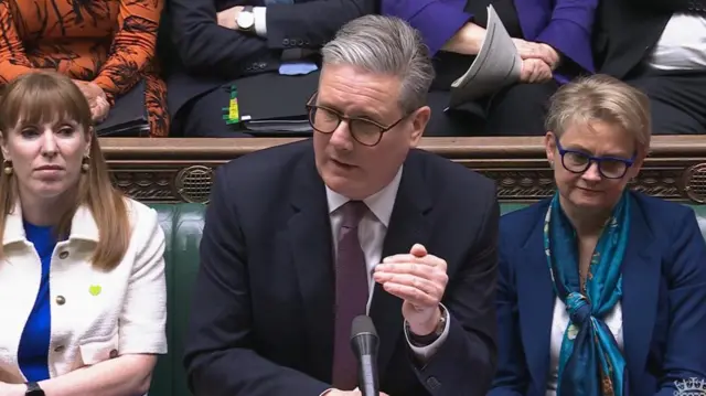 Starmer gestures as he speaks at the dispatch box