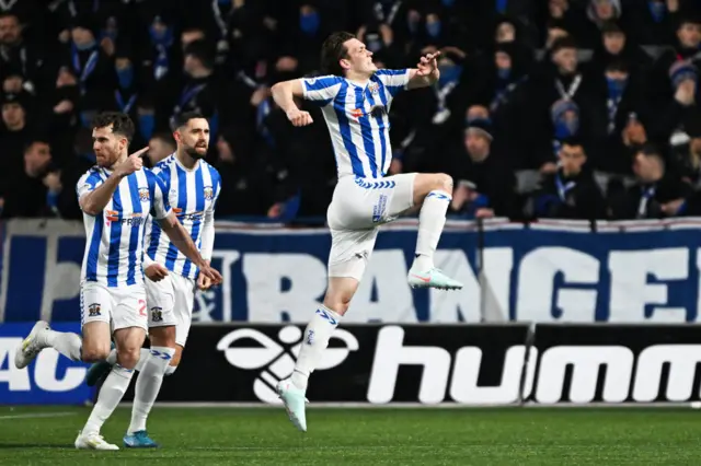 Joe Wright celebrates the opening goal for Kilmarnock