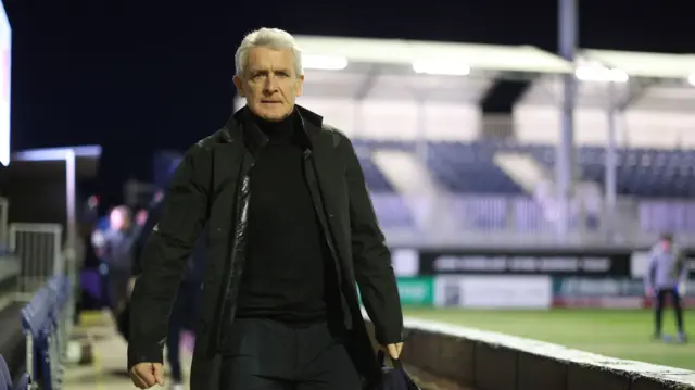 Carlisle boss Mark Hughes arriving at SO Legal Stadium