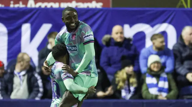 Matthew Dennis celebrates for Carlisle