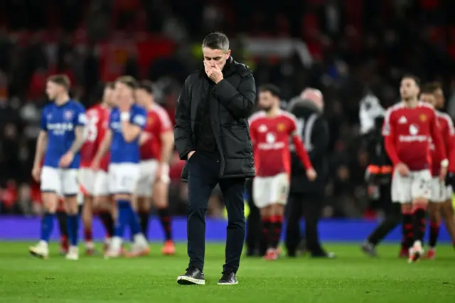 Kieran McKenna, Manager of Ipswich Town, looks dejected