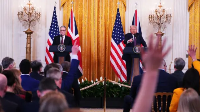 Prime Minister Keir Starmer and President Donald Trump take questions from the floor