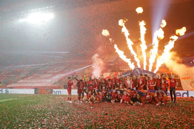 Liverpool celebrate the title in 2020