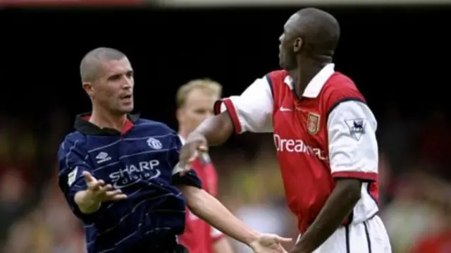 Roy Keane squaring up to Patrick Vieira