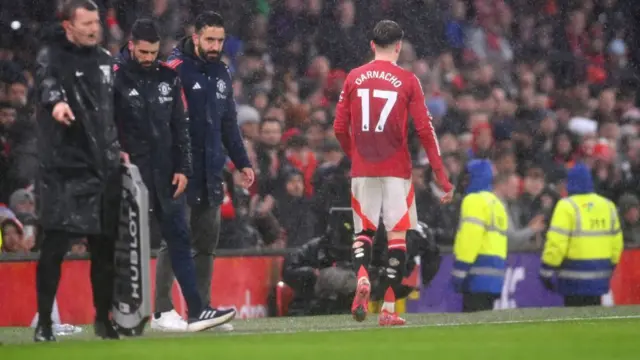 Alejandro Garnacho heading towards the tunnel after being substituted