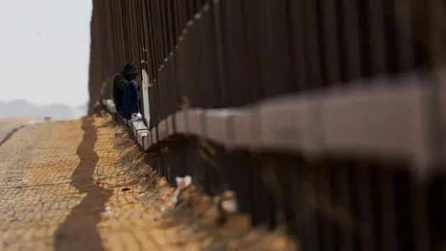 A migrant at the Mexico border