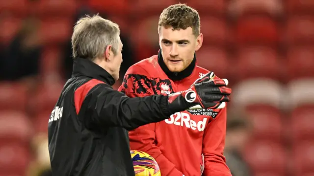 New Middlesbrough goalkeeper Mark Travers warms up