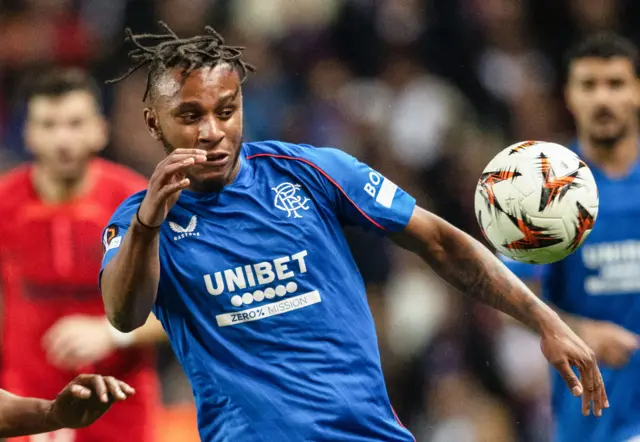 Zak Lovelace in action for Rangers in the Europa League against FCSB earlier this season