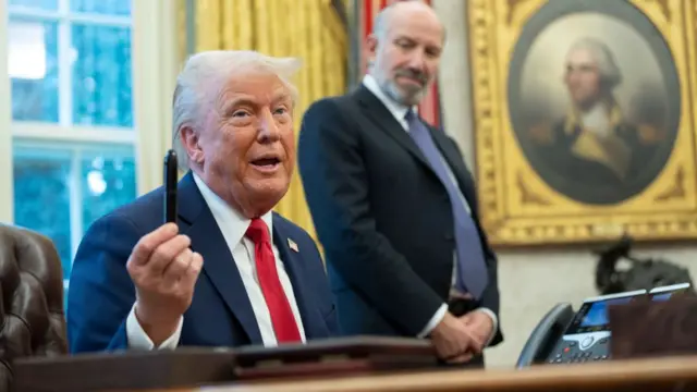 US President Donald Trump speaks during a signing ceremony in the Oval Office of the White House in Washington, DC, US, on Monday, Feb. 3, 2025. Trump signed an executive action he said would direct officials to create a sovereign wealth fund for the US, following through on an idea he floated during the presidential campaign.