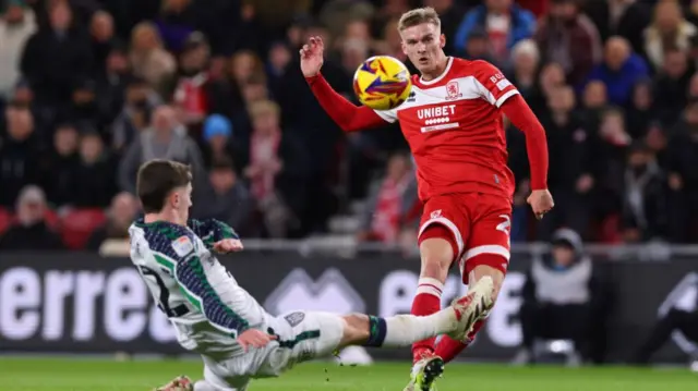 Middlesbrough's Marcus Forss sends a shot wide of the Sunderland goal