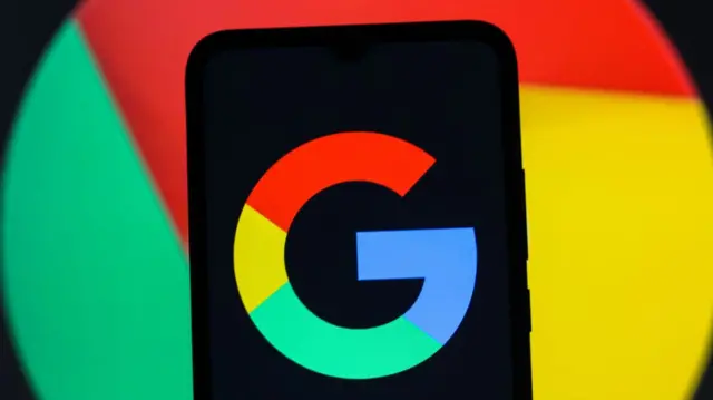 Google logo is seen displayed on a smartphone screen.