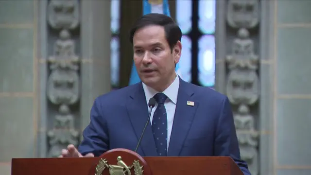 Marco Rubio speaks from a podium