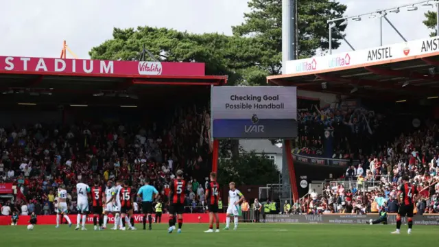 Dango Outtara's goal for Bournemouth against Newcastle is checked for handball