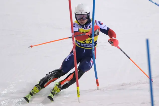 Billy Major of the Great Britain Team competing during the 2025 Alpine Ski World Cup Men's Slalom race