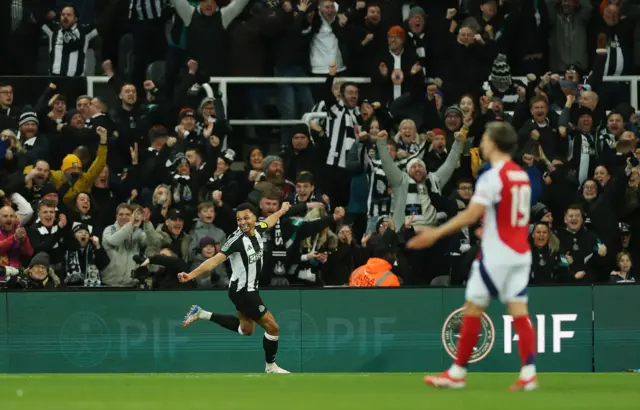 Jacob Murphy runs off to celebrate his goal