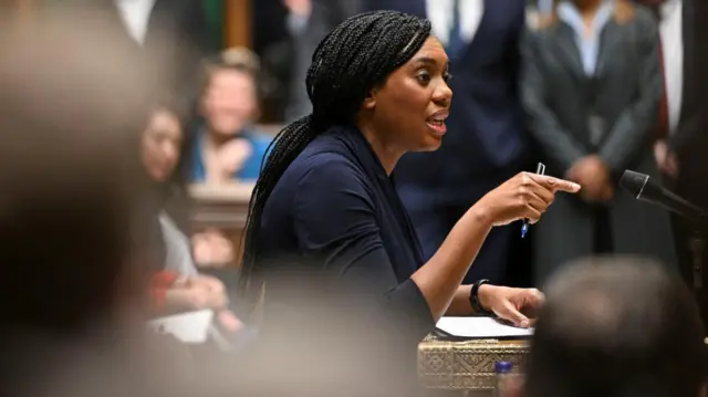 Badenoch points as she speaks at the dispatch box