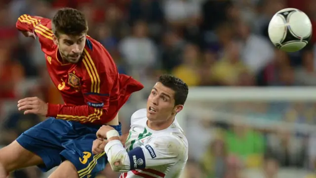 Pique and Ronaldo