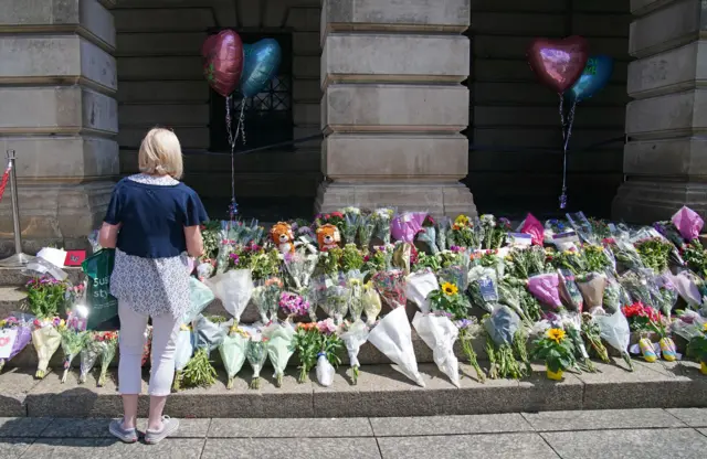 Flowers and tributes at Nottingham Council House after the attacks