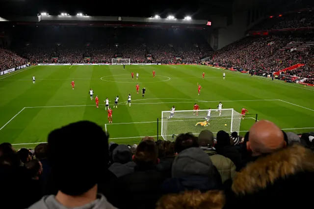 A general view inside the stadium as fans watch on