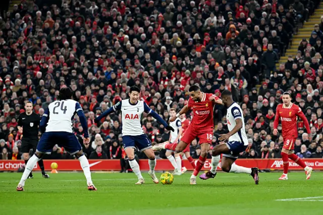 Cody Gakpo of Liverpool takes a shot
