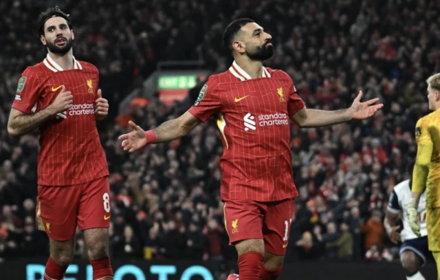 Liverpool's Mohamed Salah celebrates