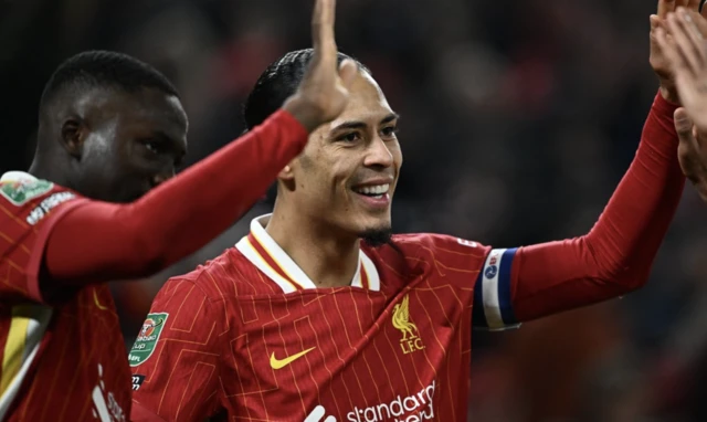 Virgil Van Dijk celebrates