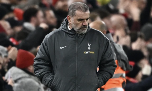 Tottenham Hotspur manager Ange Postecoglou reacts