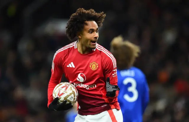 Manchester United's Joshua Zirkzee celebrates.