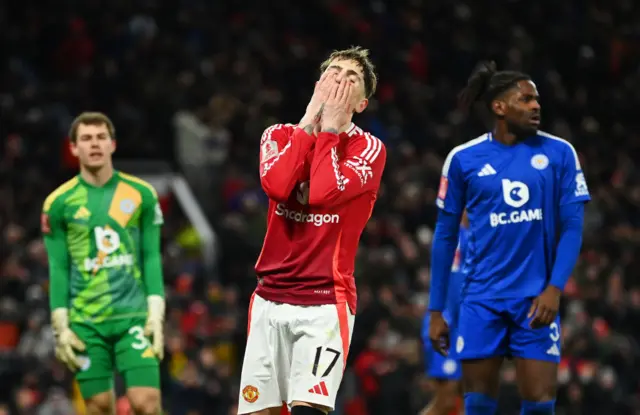 Alejandro Garnacho of Manchester United reacts.