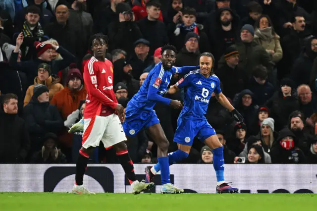 Bobby Decordova-Reid of Leicester City celebrates.