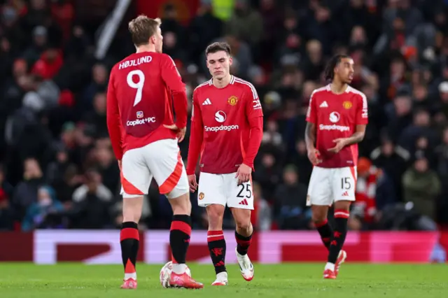 A dejected Manuel Ugarte of Manchester United.