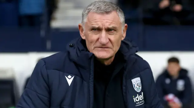 Tony Mowbray on the touchline