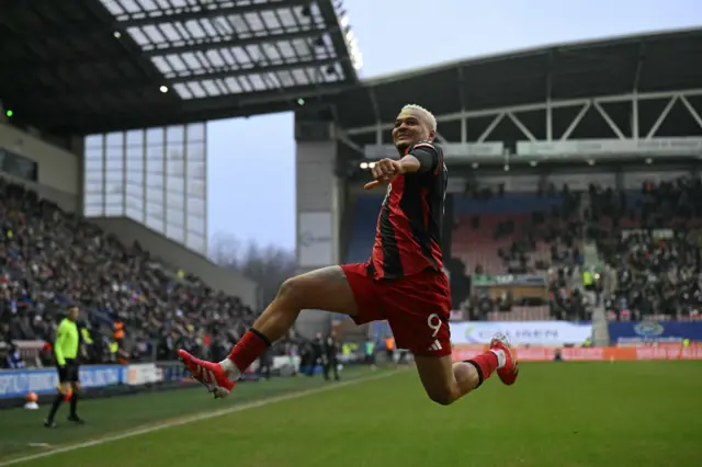 Fulham's Rodrigo Muniz celebrates scoring the team's second goal