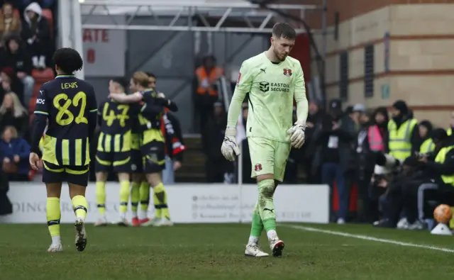 Leyton Orient's Joshua Keeley reacts after Manchester City's Kevin De Bruyne scores