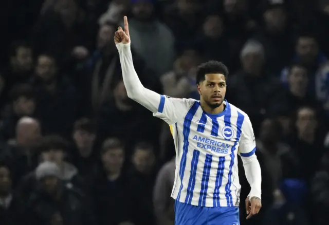 Brighton & Hove Albion's Georginio Rutter celebrates scoring