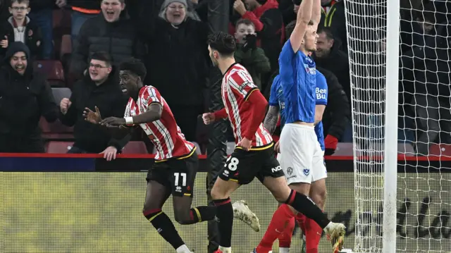 Jesurun Rak-Sakyi after scoring for Sheffield United