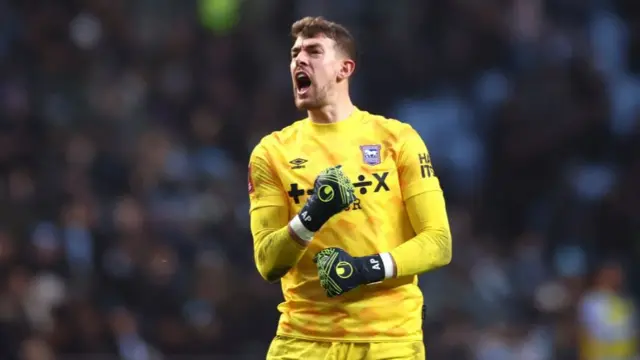 Alex Palmer of Ipswich Town celebrates