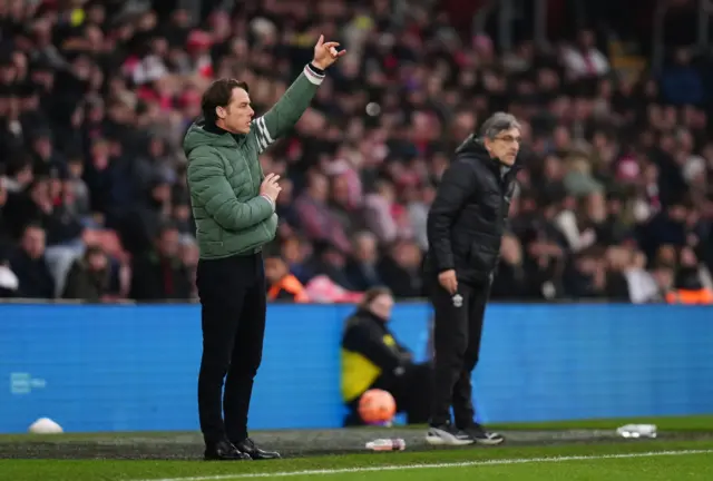 Burnley manager Scott Parker and Southampton manager Ivan Juric on the touchline