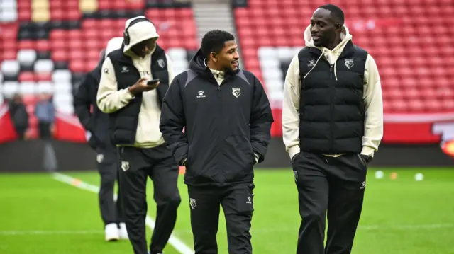 Watford players at Stadium of Light