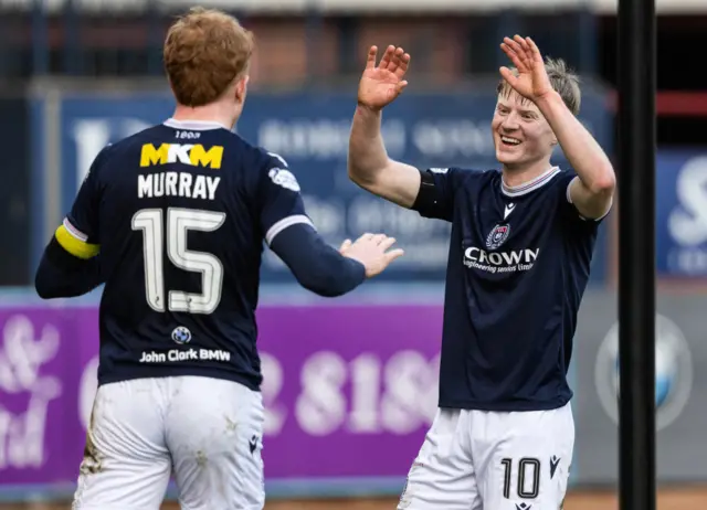 Lyall Cameron has a first-half double for Dundee