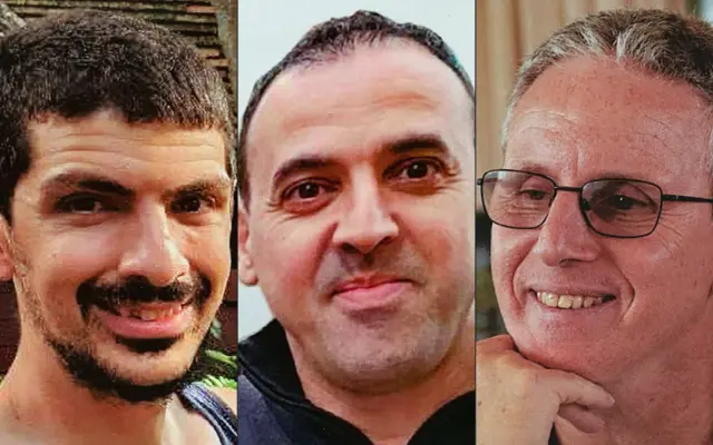 Or Levy, Eli Sharabi and Ohad Ben Ami before they were taken hostage by Hamas