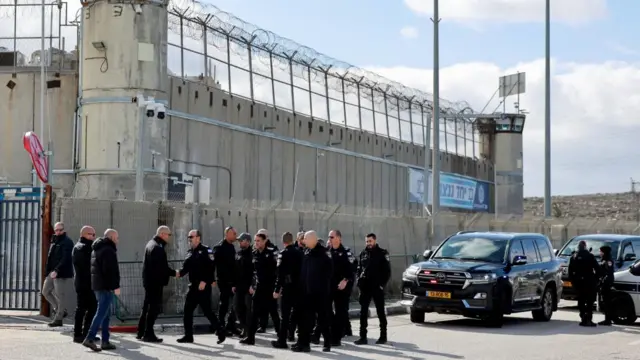 Israeli forces outside military prison