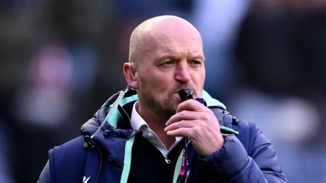 Gregor Townsend blows a whistle at Murrayfield