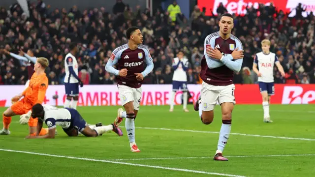 Morgan Rogers of Aston Villa celebrates scoring his team's second goal