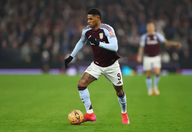 Marcus Rashford of Aston Villa runs with the ball