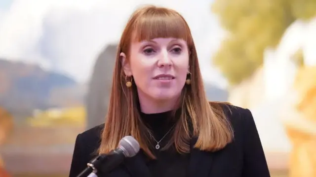 Angela Rayner talking into a microphone