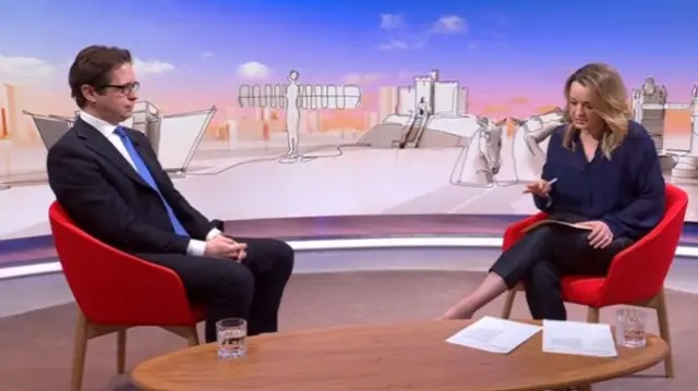 Alex Burghart sitting with Laura Kuenssberg